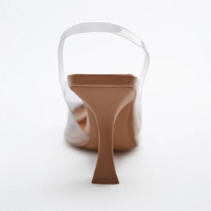 Transparent PVC Slingback Heels Nude Pointed Toe Sparkling Rhinestone Buckle <b>Evening</b> Footwear - Product Image 4