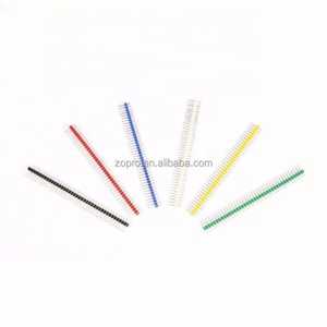 Conector de pines de 2.54mm de paso, 1x40 pines, tipo de fila única, rojo/negro/amarillo/blanco/azul/verde, chapado en oro, con pines codificados por colores - Product Image 2