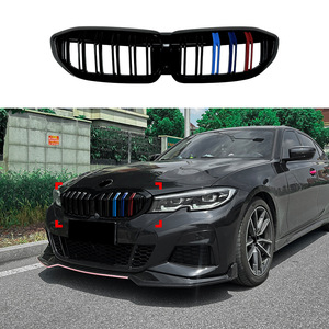Kit de Parrilla Delantera para BMW Serie 3 G20 G28, Doble Barra Tricolor, Negro, Plástico ABS, Modificación para Parachoques Delantero, 2019-2022 - Product Image 1