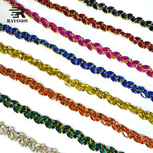 カラフルな高密度ラインストーントリムファッショナブルなフラットバック縫い付けクリスタルカップチェーン結婚式ABS刺繍アップリケ服接着剤 - Product Image 3