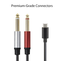 Câble audio Yinyu DC003K USB C vers double 6,35 mm TS OFC à faible bruit pour smartphone, console de mixage, haut-parleur