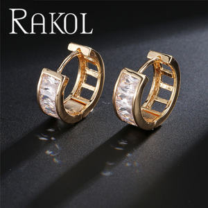 RAKOL EP504 silver Hollow Metal Cubic Zirconia Jewelry Crystal <b>Cartilage</b> Decorative Styling <b>Earrings</b> - Product Image 2