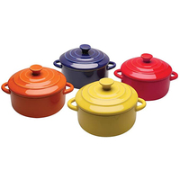 En gros multicolore porcelaine ramequin crème glacée bol micro-ondes 3.5 pouces personnalisé en céramique soufflé plat avec poignée
