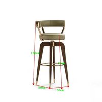 Tabouret de bar haut de gamme en velours avec dossier lumineux pour la salle à manger et l'usage commercial, chaise de bar en métal