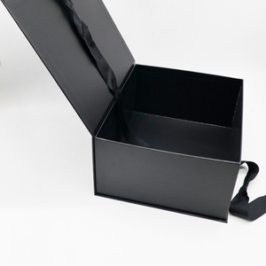 Black Magnetic Box Black Cardboard Gift Box Custom Cardboard Black Empty Shoes Packaging Magnetic Gift Box With Ribbon Closures