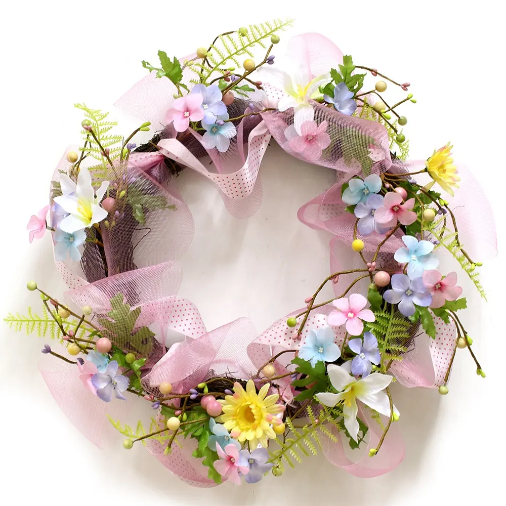 Artificiale corona di fiori con heronsbill per la cerimonia nuziale e la Primavera decorazione 18 pollici