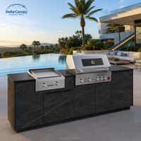 Armoires de cuisine modulaires d'extérieur en acier inoxydable de haute qualité avec barbecue à gaz pour le camping et les grillades