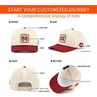 OEM ODM Witte Waterdichte Polyester Running Cap Laser Cut Sportpet Aangepaste Borduurlogo Rubber Patch Groothandel