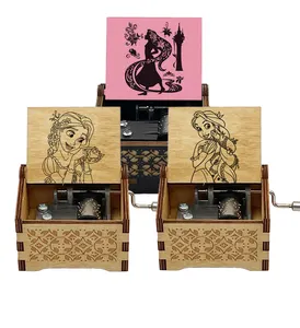 Children's Fairy Tale Long Hair Princess Music Box When Will My Life Begin 18 Note Hand Crank Mechanism Box for Kids Gift