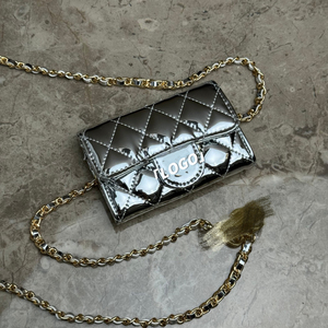 Borsa a tracolla di lusso in pelle trapuntata con logo per <span class=keywords><strong>iPhone</strong></span> Samsung, mini custodia a portafoglio per cellulare con confezione regalo - Product Image 2