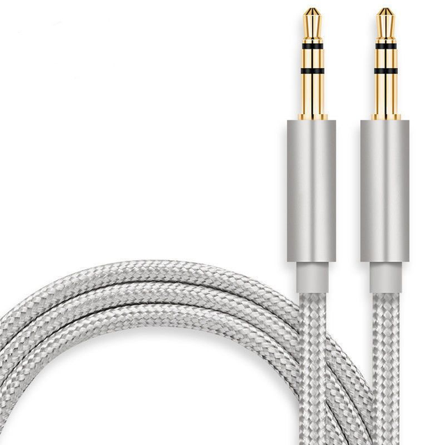 Custom Nylon Braided 3.5mm Male to Male AUX Audio Cable Gold Plated Plug Hi-Fi Stereo Cord for Car Headphone Speaker Phone