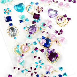 Wholesale 3D Crystal acrylic <b>Stickers</b> Self Adhesive Gem Jewel Decals Heart Star <b>Flower</b> Shapes for DIY Crafts Phone Decoration - Product Image 5