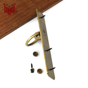 Poignée de porte en laiton de style chinois avec anneau, design antique pour portes et armoires en bois, couleur bronze - Product Image 3