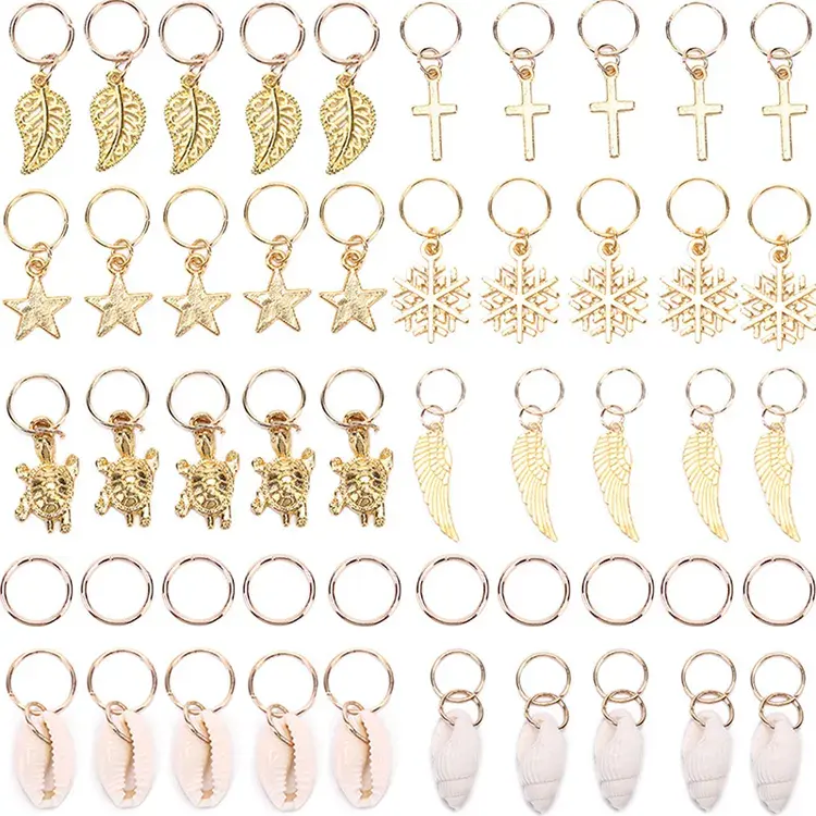 Hot selling Metal Hair Coils Rings Gold And Silver Hair Jewels Pendants Hair Beads Jewelry Braid Cuffs Clips for synthetic braid