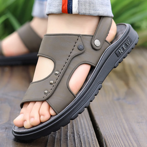 Sandalias Planas para Hombre, Punta Abierta, Parte Superior de PU, Suela de Goma Antideslizante, Calzado Casual de Verano, Tallas 40, 41, 42, 43, 44 - Product Image 1