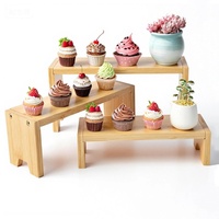 Présentoir à gâteaux en bambou écologique à 3 niveaux pour cupcakes et décoration intérieure