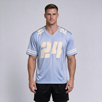 Maillot de football en mesh pour homme, col en V, manches courtes, t-shirt imprimé par transfert thermique, uniforme sportif, coupe ample, streetwear oversize