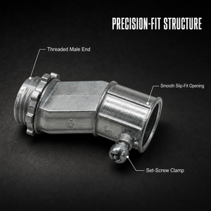 Conector de tornillo de ajuste desviado de 1/2 pulgada <span class=keywords><strong>EMT</strong></span> para caja, de zinc fundido a presión, para conducto de hormigón - Product Image 2