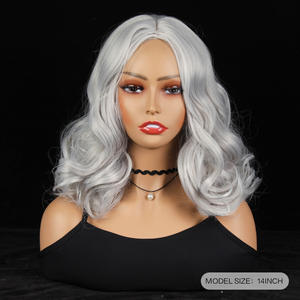 Ensemble complet de fibres haute température pour <span class=keywords><strong>perruque</strong></span> de Père Noël, <span class=keywords><strong>barbe</strong></span> de Noël pour homme âgé, blanc transparent gris, une pièce, stock de dropshipping Claus - Product Image 6