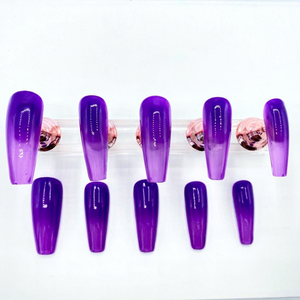 Faux ongles longs en forme de cercueil, multicolores, effet ombré, finition brillante, 10 pièces - Product Image 1