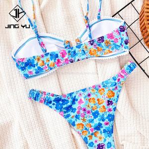 Conjunto de Bikini de Dos Piezas Estampado, Cintura Alta, Traje de Baño de Malla para Mujer, Bikini Brasileño con Tanga, Venta al por Mayor, Estampado Personalizado - Product Image 3