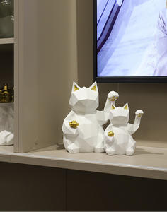 Sculpture de chat porte-bonheur, décoration d'intérieur, Maneki-neko, chat riche, décoration, ornement, artisanat en résine - Product Image 6