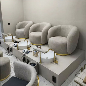 Fauteuil de spa blanc de luxe à un pied Chaises et lavabo pour salon de beauté et pédicure - Product Image 4