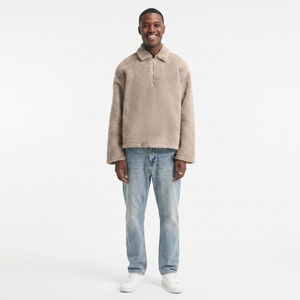 Vestes en tissu sherpa pour hommes sur mesure, demi-fermeture éclair métallique, hiver chaud, veste en polaire sherpa unisexe - Product Image 1