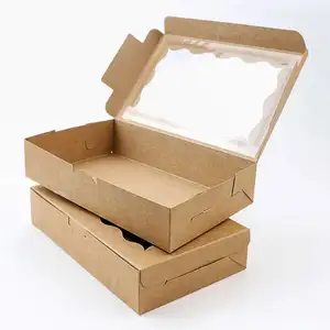 थोक कस्टम लोगो कपकेक बॉक्स केक मिठाई पैकेजिंग पीवीसी विंडो बॉक्स मफिन केक पेपर डोनट्स पैकेजिंग