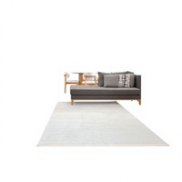 Tapis moderne rayé en chenille gris Luna, 7 mm, à poils ras, tissé à la machine, lavable, antidérapant, écologique, adapté aux animaux domestiques, pour la maison