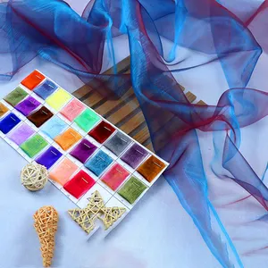 Kain Organza Warna Gradien Bahan Garmen Dua Warna Kain Kemasan Ornamen Organza Lembut