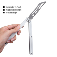 Cuchillo Plegable de Entrenamiento de Aluminio, Cuchillo Balisong Portátil para Práctica al Aire Libre, Cuchillo de Bolsillo de Seguridad Utilitario para Principiantes, Acero Inoxidable OEM