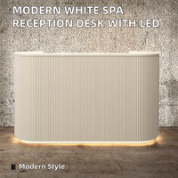 Comptoir de Réception de Spa Luxueux, Moderne et Écologique en Bois Blanc Durable – Petit Bureau d'Accueil pour Salon de Beauté ou Hôtel avec Lumières LED