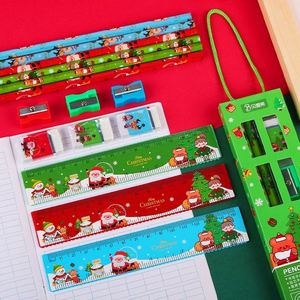 Christmas Handheld 6-Piece Primary Ruler Rubber Pencil Sharpener <b>Gift</b> <b>Set</b> Five Piece Stationery <b>Set</b> for Children Christmas <b>Gift</b> - Product Image 3