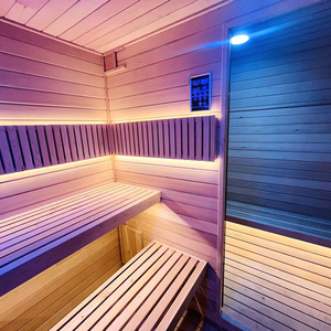 Sauna infrarouge lointain en cèdre rouge thérapeutique Boyce, porte latérale, panneau de commande de vapeur sèche électrique 12 kW, 220 V, villas modernes - Product Image 2