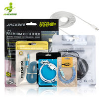 Pochette Ziplock plate à 3 joints latéraux imprimée personnalisée Sac d'emballage en plastique au détail avec câble de chargeur Usb pour téléphone portable et fenêtre transparente