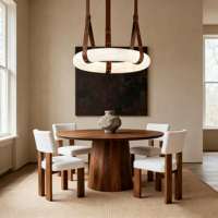 Yihao Moderne Anneau LED Suspendu Plafonnier Marbre Villa Albâtre Cuir Acier Organique Pendentif Lumière Moderne Organique Lustre