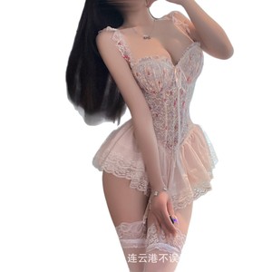 Sexy lingerie <b>set</b> with a sexy corset and <b>suspender</b> skirt and padded bra, perfect for a seductive and alluring nightgown. (qqny) - Product Image 3