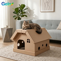 Maison pour chat en carton ondulé personnalisée de luxe avec fonction 3-en-1 : griffoir, espace de jeu et de sommeil, robuste pour chats d'intérieur et chatons