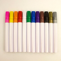 Meilleure qualité 24 couleurs à base d'eau roche verre métal pierre pointe de brosse plate 6mm marqueurs de peinture de pneu permanents pour voitures