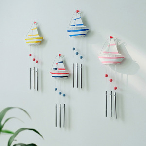Mediterranean Style Sailboat Wind Chimes 4Pcs Wall Hanging Home Decor Boat Ornaments - Product Image 4