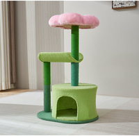 Arbre à chat multi-niveaux de luxe avec lit en tissu peluche à motif floral, griffoir et structure d'escalade - Jouet pour chat couleur personnalisée