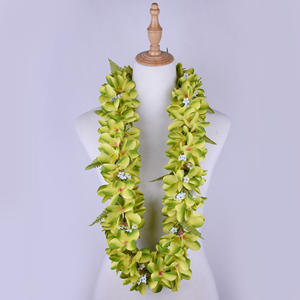 工厂供应商HL0001A-2 5色110厘米人造天鹅绒pumeria花磊夏威夷女舞会项链 - Product Image 4