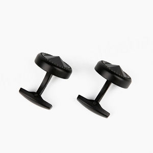 Boutons de manchette pour hommes de haute qualité, à la mode, avec une simplicité créative et un design cool, couleur sable noir, accessoires de chemise circulaires - Product Image 3