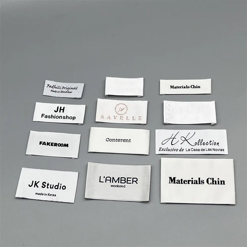 Etiquetas de roupas tecidas com logotipo privado personalizado por atacado para roupas Etiquetas de tecido personalizadas para roupas