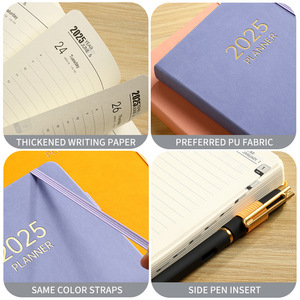 Commercio all'ingrosso della fabbrica in pelle cancelleria Notebook con nastro elastico calendario A5 Agenda colorata logo personalizzato con copertina rigida latticini - Product Image 4