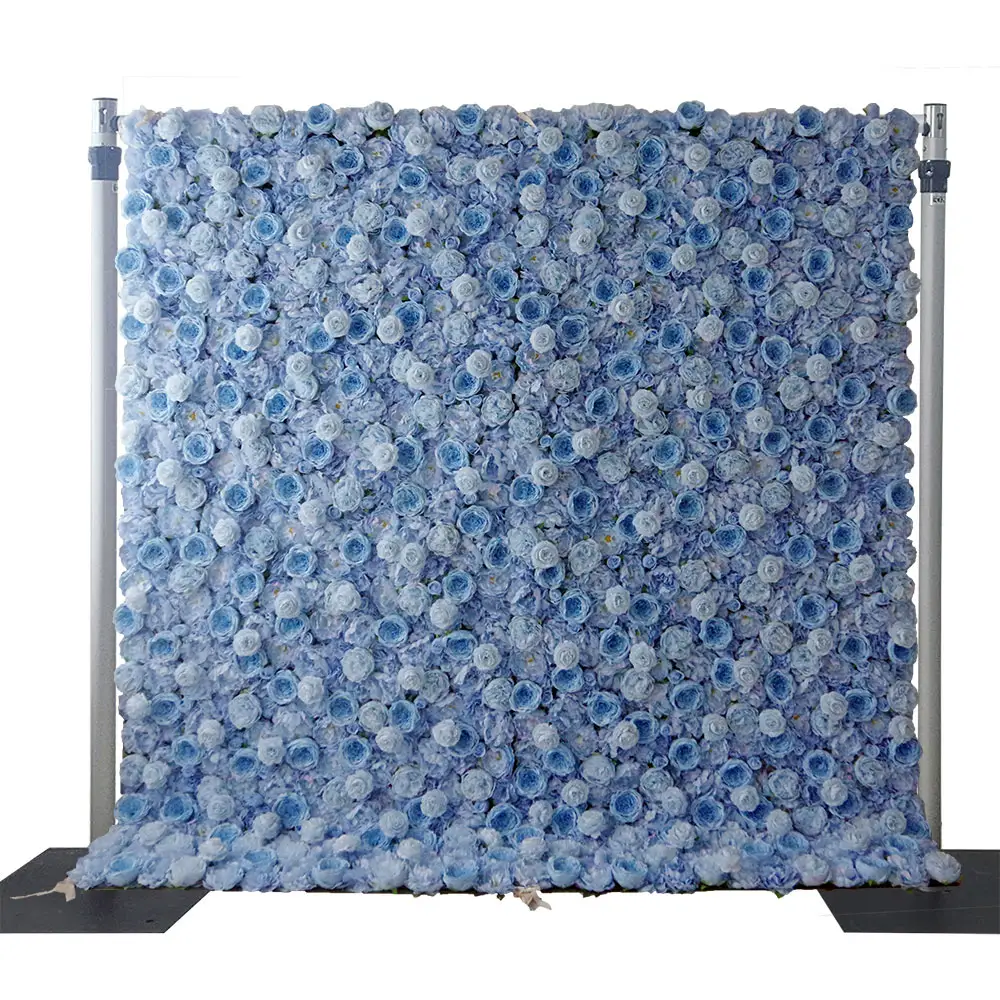 인공 꽃 웨딩 장식 천 다시 블루 컬러 패브릭 Florable 배경 5d 꽃 벽