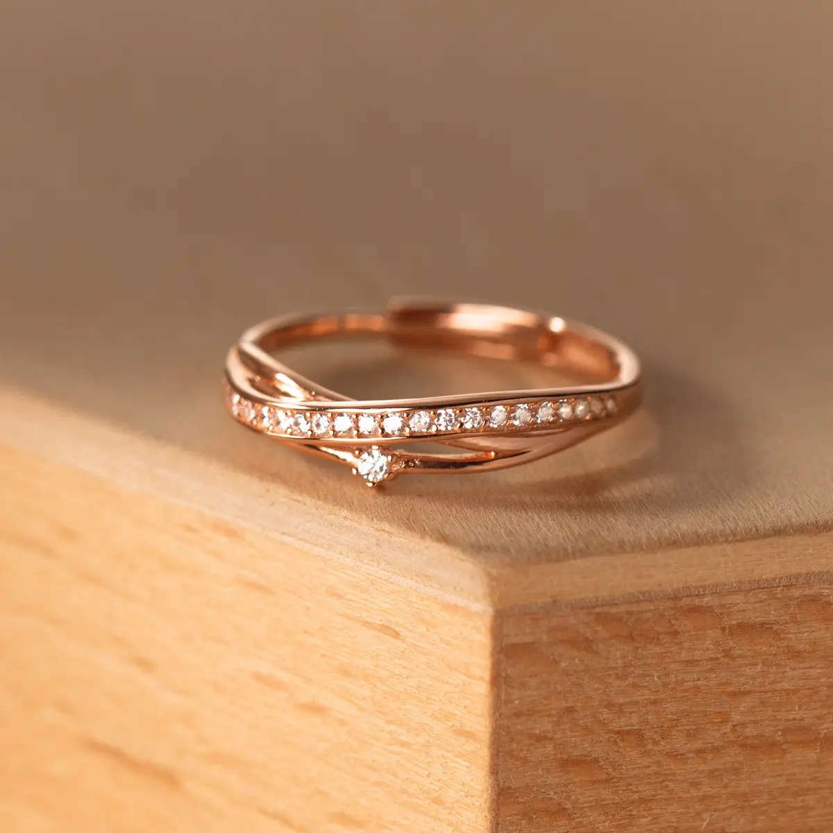 Unique Fashion Stylish Design 925 Sterling Silver CZ Overlap Line S925 Finger Ring Jewelry Women R00905