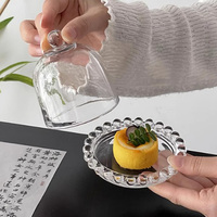 Délicat après-midi thé perle bord Dessert présentoir plaque verre cloche dôme ensemble petit chandelier gâteau bol plateau