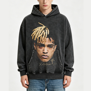 Sudadera con Capucha al por Mayor con Estampado DTG de Lavado Ácido, Gráfico de <span class=keywords><strong>Rap</strong></span>, Logotipo Personalizado, Estilo Vintage, Ropa Urbana para Hombre - Product Image 1